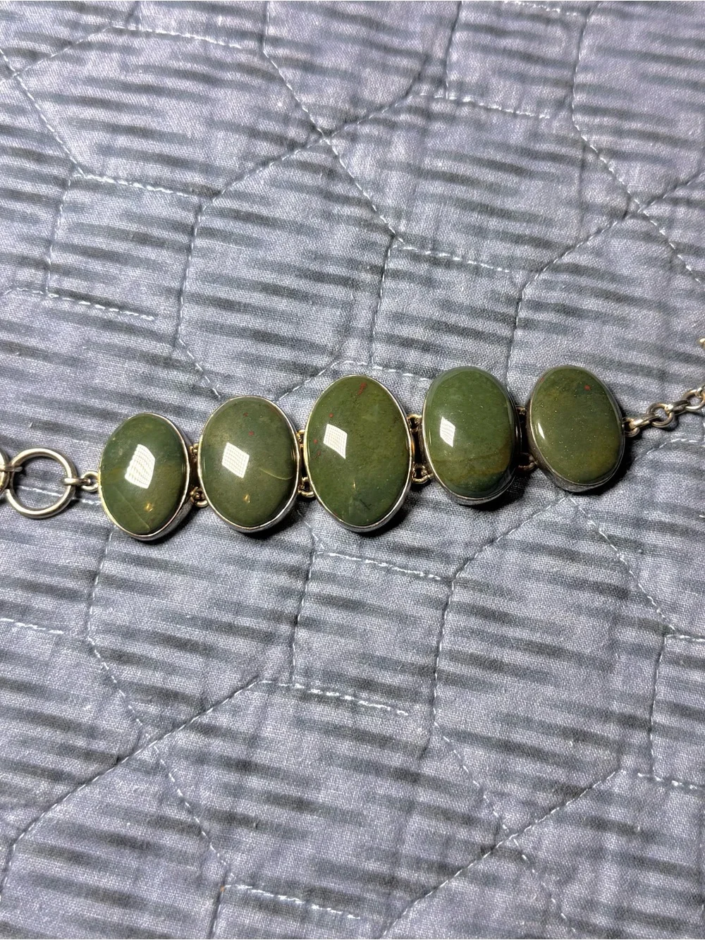Vtg Silver and Green Bracelet